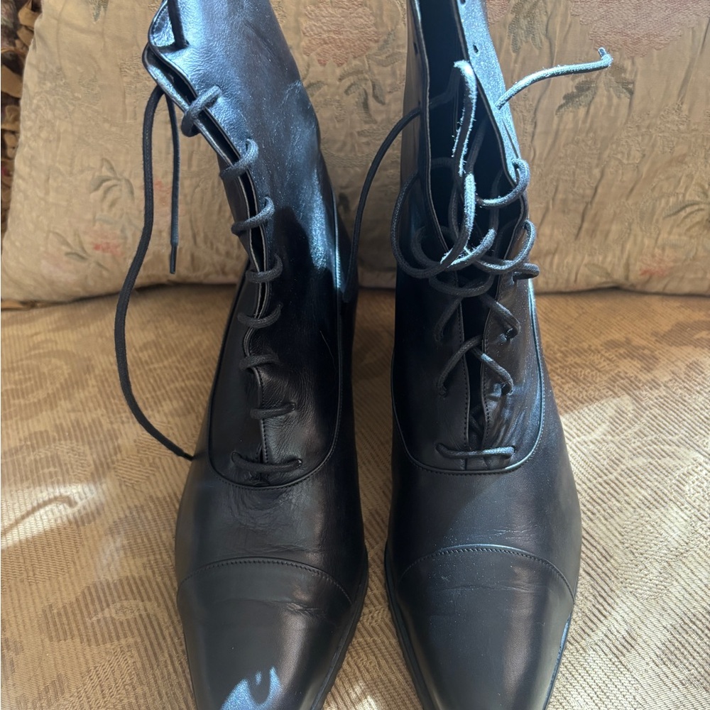 Maraolo  Made in Italy Black Lace-Up Leather Boots